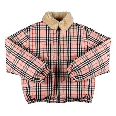 supreme burberry tee|supreme shearling collar down puffer.